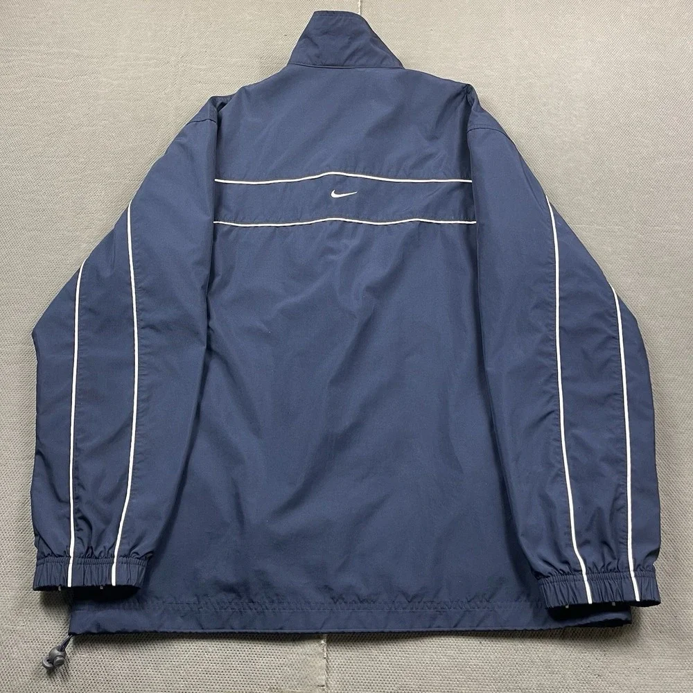 Vintage Nike Jacket Mens XL 90s Lined Mesh Blue Windbreaker Track Y2K Silver Tag